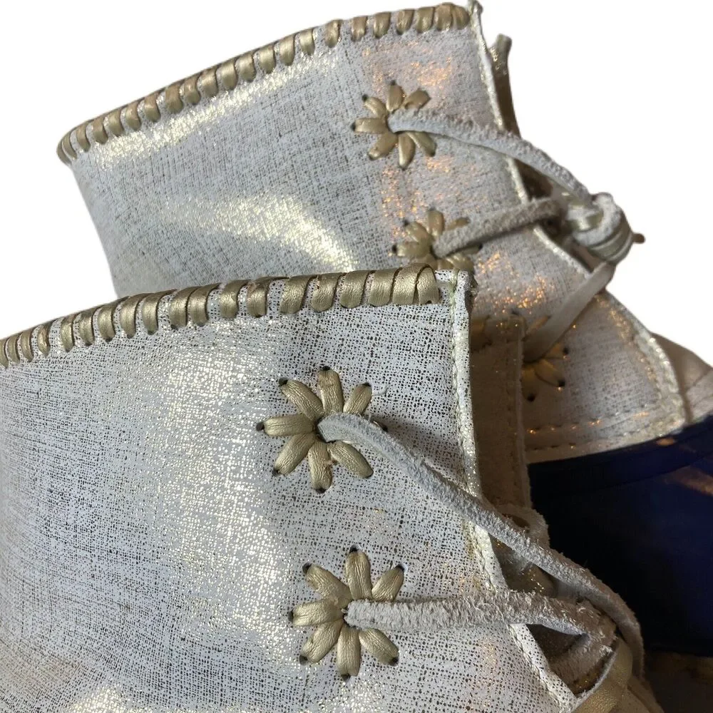 Jack Rogers Chloe Duck Boots Lace Up Women 6 Navy Cream